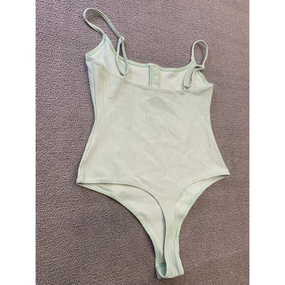 Onia Women Small Ribbed Green Bodysuit Light Weight Minimalist - Picture 12 of 12